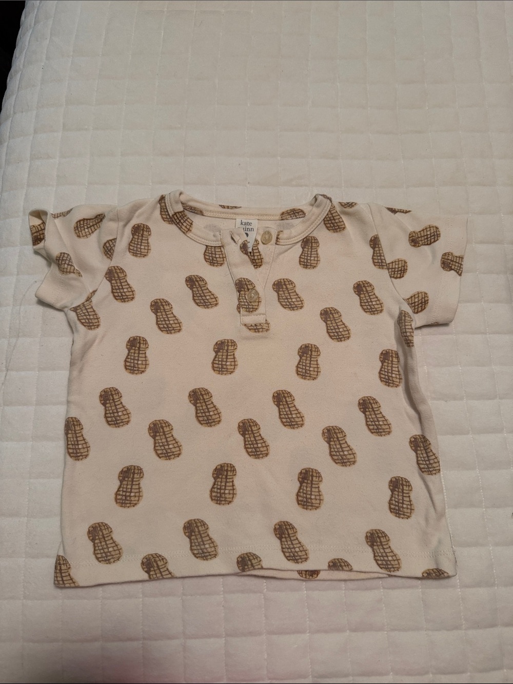 kate quinn Cream Short Sleeve Tee with Brown Peanut Print